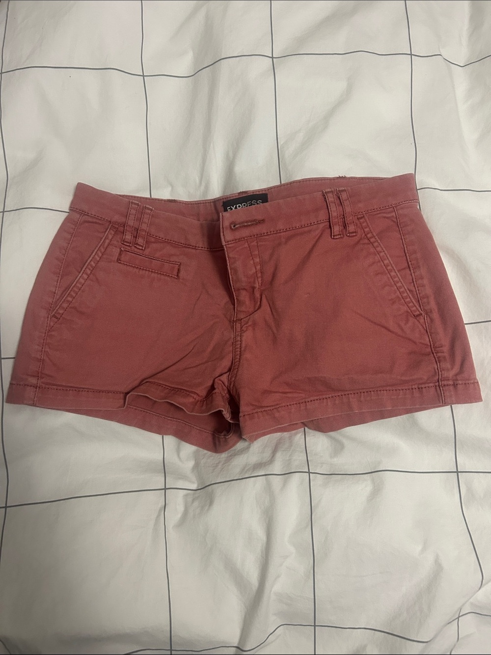 Express Women’s Rose-Pink Cotton Blend Jean Shorts